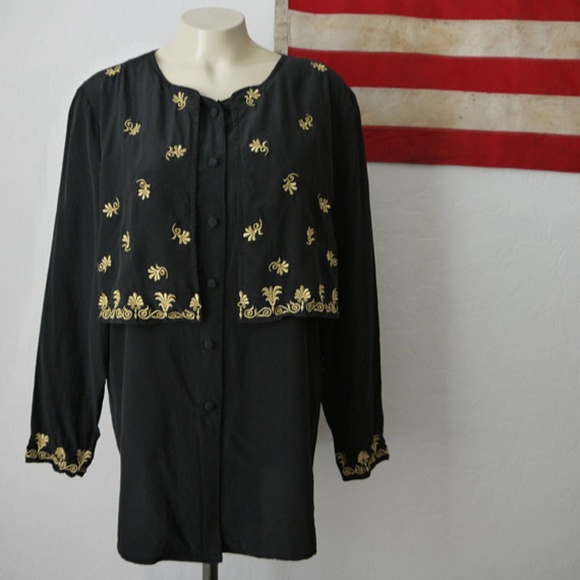 Diane Von Furstenberg Tops - Vintage Diane von Fürstenberg embroidered silk top